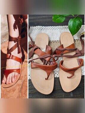 Women's Sarah Flint strappy gladiator style summer brown leather sandal